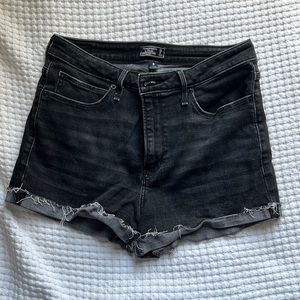 A&F Black Denim High Rise Shorts